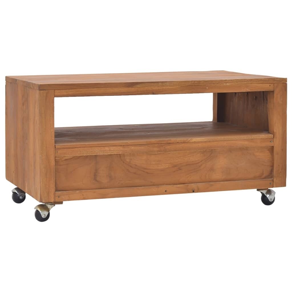 vidaXL TV Cabinet with Wheels 31.5"x19.7"x16.5" Solid Teak Wood - 31.5" x 19.7" x 16.5"
