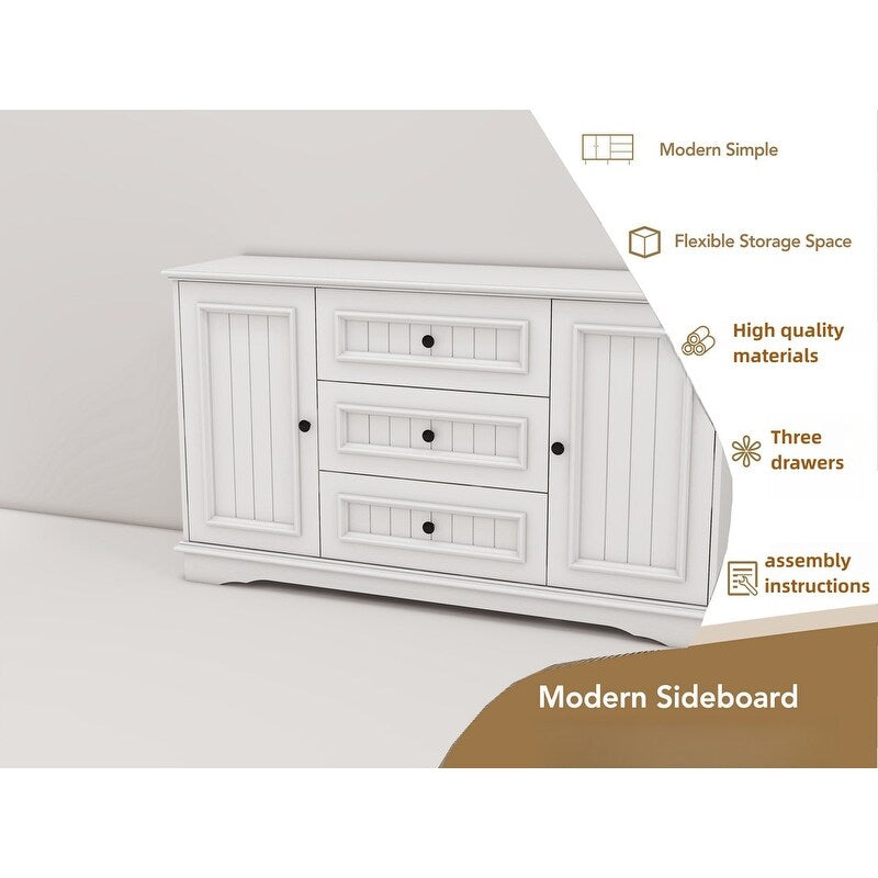white Side cabinet with Storage, Buffet Cabinet with Storage, Sideboard with Door and drawer