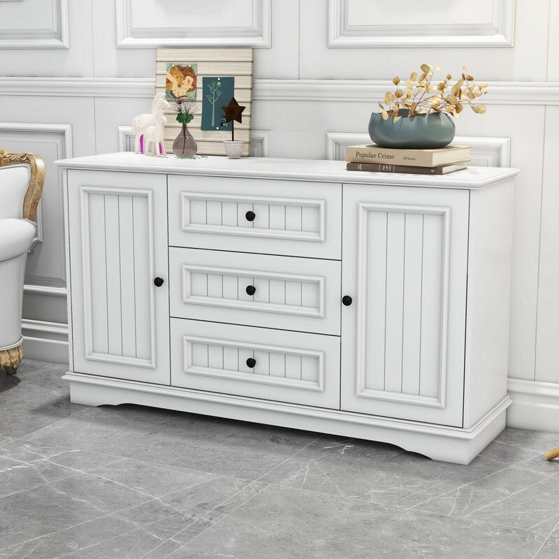 white Side cabinet with Storage, Buffet Cabinet with Storage, Sideboard with Door and drawer