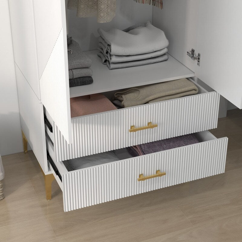 white wardrobe closet with doors and drawers,armoire closet, wardrobe storage closet