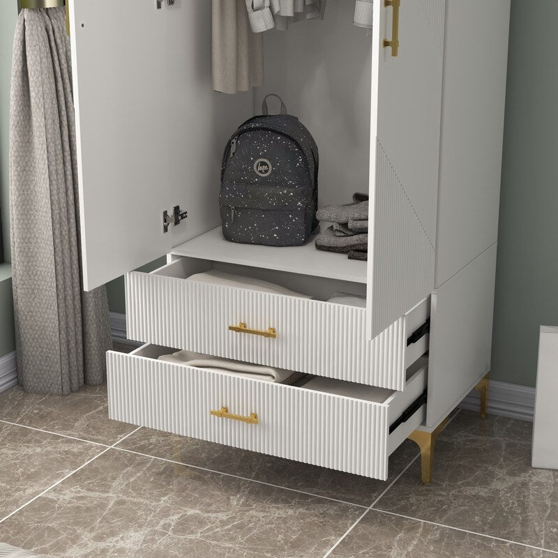 white wardrobe closet with doors and drawers,armoire closet, wardrobe storage closet