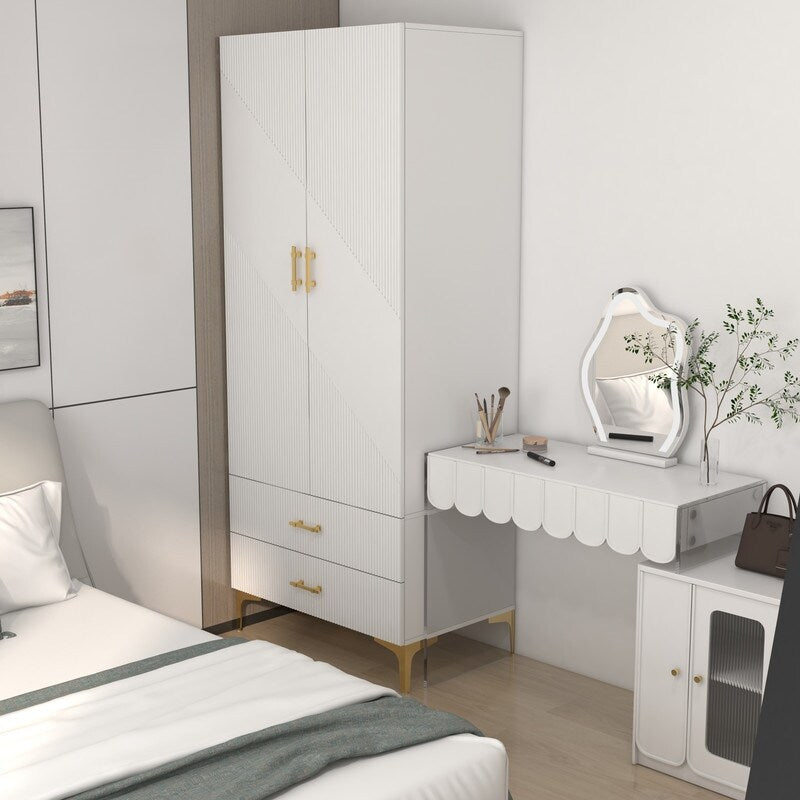 white wardrobe closet with doors and drawers,armoire closet, wardrobe storage closet