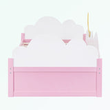 win Size Bed with Clouds and Crescent Moon Decor
